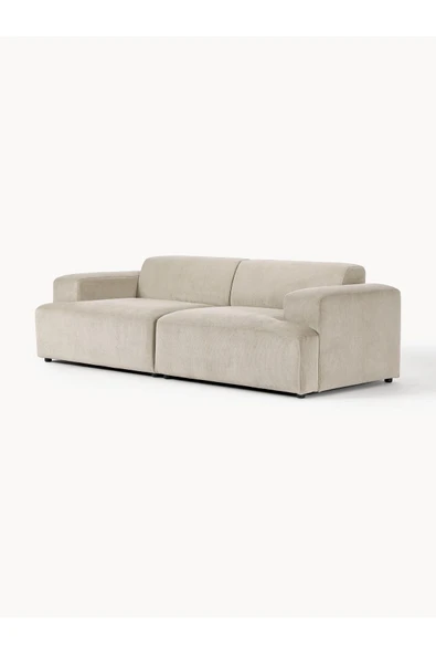 Mobilya Stant Most Mollista 2 Modül Kanepe Koltuk Ekru Fitilli Kadife Kumaş Yumuşak Sünger (Evinize Teslim) - Resim 4