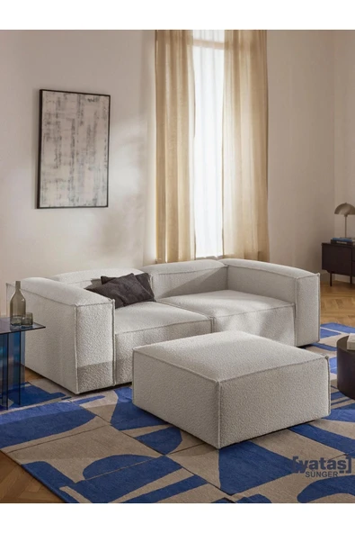 Mobilya Stant Most Mollis Kare Puf Silinebilir 01 Beyaz Lüks Bukle Kumaş Yumuşak Sünger (EVİNİZE TESLİM) ürün görseli