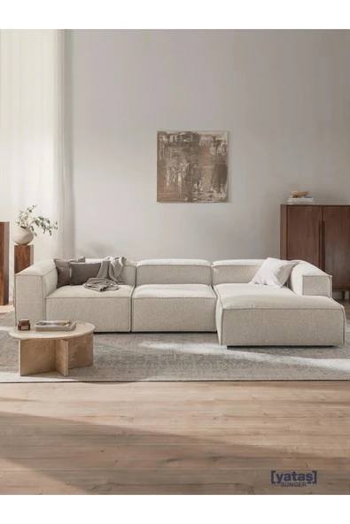 Mobilya Stant Most Mollis Plus 3 Modül Sağ Köşe Koltuk 01 Lüks Beyaz Bukle Kumaş Yumuşak Sünger(Evinize Teslim) ürün görseli