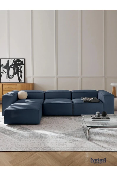 Mobilya Stant Most Mollis 4 Modül Köşe Koltuk Lacivert Keten Kumaş Yumuşak Sünger (Evinize Teslim) ürün görseli