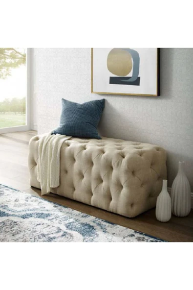 Mobilya Stant Most Hallow Kapitoneli Bench 03 Bej Kadife Kumaş (Evinize Teslim) ürün görseli