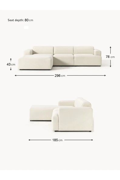 Mobilya Stant Most Mollista 3 Modül Sol Köşe Koltuk 01 Kırık Beyaz Keten Kumaş Yumuşak Sünger (Evinize Teslim) - 7