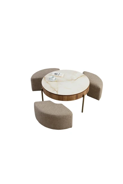 Mobilya Stant Most Rondo Akıllı Sehpa Mermer Görünümlü %100 Mdf (Evinize Teslim) - 4
