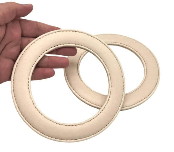 Çanta Aksesuar Krem Renk Yuvarlak 13.5 cm Suni Deri Çanta Sapı ürün görseli 1