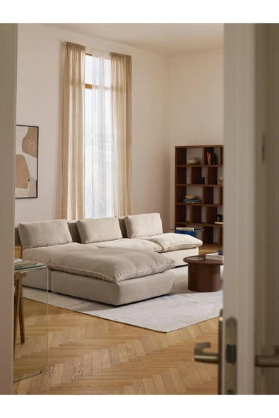 Mobilya Stant Most Mollirest 4 Modül Köşe 05 Bej Keten Kumaş Silikon Dolgu Fermuarlı Minder(Evinize Teslim) - Resim 2