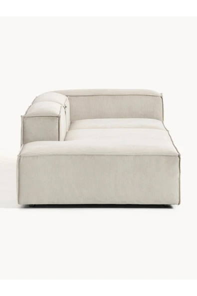 Mobilya Stant Most Mollis Pro 2 Modül Sol Kanepe Fitilli Kırık Beyaz Kadife Kumaş Yumuşak Sünger(Evinize Teslim) - Resim 6