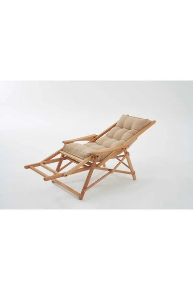 Mobilya Stant Most Sunbed Şezlong Su Bazlı %100 Ağaç Outdoor Bej Kumaş Silikon Dolgu (Evinize Teslim) - 4