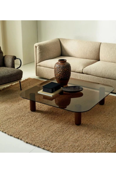 Mobilya Stant Most Abiete Cam Orta Sehpa Ahşap Ayak (90X90)(EVİNİZE TESLİM) ürün görseli