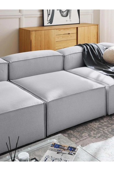 Mobilya Stant Most Mollis Orta Modül Berjer Silinebilir 32 Gri Keten Kumaş Yumuşak Sünger (EVİNİZE TESLİM) - Resim 2