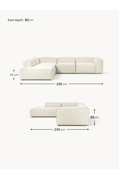 Mobilya Stant Most Mollis Pro 4 Modül Sol Köşe Koltuk 01 Kırık Beyaz Keten Kumaş Yumuşak Sünger(Evinize Teslim) - Resim 7