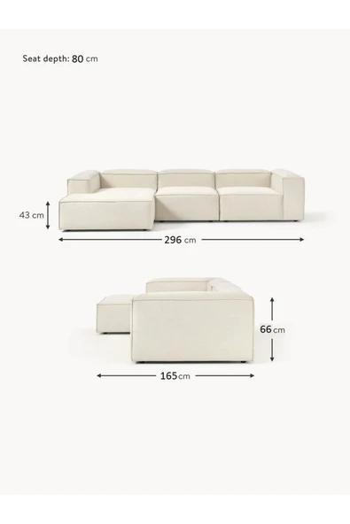 Mobilya Stant Most Mollis Plus 3 Modül Sol Köşe Koltuk 01 Kırık Beyaz Keten Kumaş Yumuşak Sünger(Evinize Teslim) - Resim 7