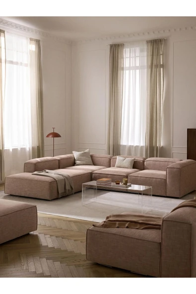 Mobilya Stant Most Mollis Pro 4 Modül Sol Köşe Koltuk Takımı 09 Bej Keten Kumaş Yumuşak Sünger(Evinize Teslim) - Resim 2