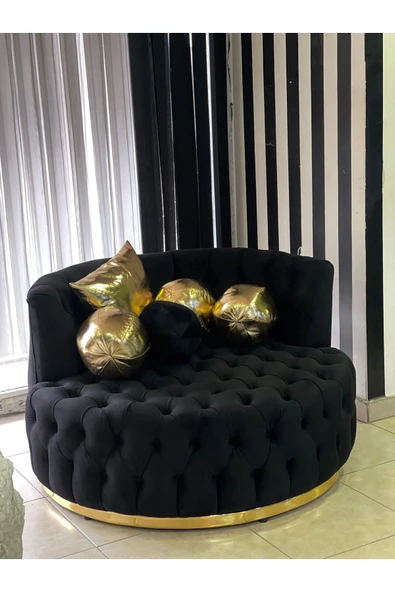 Mobilya Stant Most Hallow Kapitoneli Gürgen Berjer Silinebilir 25 Siyah Kadife Kumaş Gold Kasa (Evinize Teslim) ürün görseli