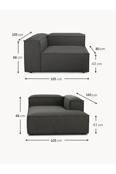 Mobilya Stant Most Mollis Plus Sağ Köşe 2 Modül Köşe 41 Koyu Antrasit Keten Kumaş Yumuşak Sünger(EVİNİZE TESLİM) - Resim 7