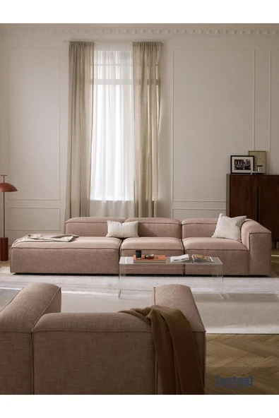Mobilya Stant Most Mollis Pro 3 Modül Sol Kanepe 09 Bej Keten Yumuşak Sünger(Evinize Teslim) ürün görseli