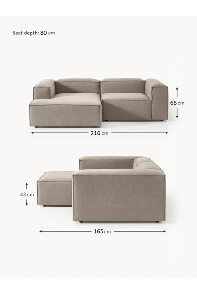 Mobilya Stant Most Mollis Plus Sol Köşe 2 Modül Köşe 10 Kahverengi Keten Kumaş Yumuşak Sünger(EVİNİZE TESLİM) - Resim 7