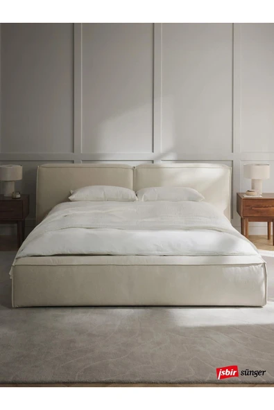 Mobilya Stant Most Mollior Bazalı Karyola Kırık Beyaz Keten Kumaş 160x200 cm. Yatak İçindir (Kurulum Dahil) ürün görseli