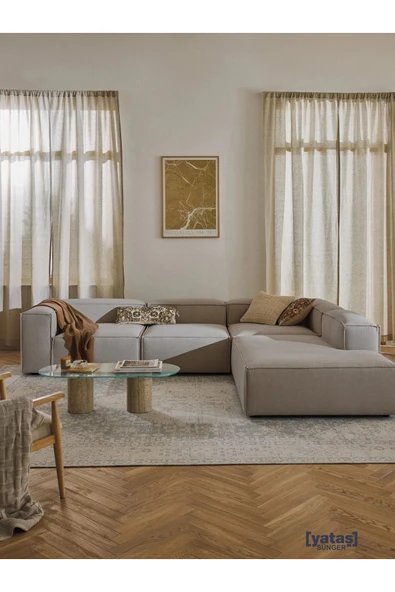 Mobilya Stant Most Mollis Pro 4 Modül Sağ Köşe Koltuk 10 Kahverengi Keten Kumaş Yumuşak Sünger(Evinize Teslim) ürün görseli