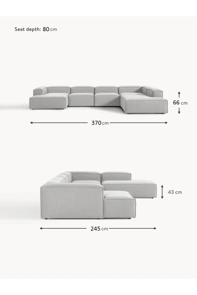 Mobilya Stant Most Mollis Pro 5 Modül Sağ Köşe Koltuk 32 Gri Keten Kumaş Yumuşak Sünger(Evinize Teslim) - Resim 5