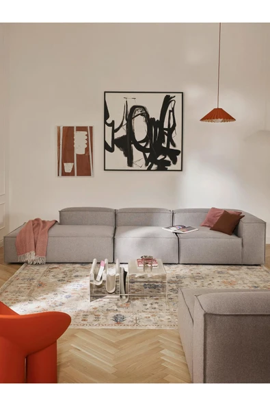 Mobilya Stant Most Mollis Sol Pro Köşe Modül 32 Gri Keten Kumaş Yumuşak Sünger(EVİNİZE TESLİM) - Resim 2