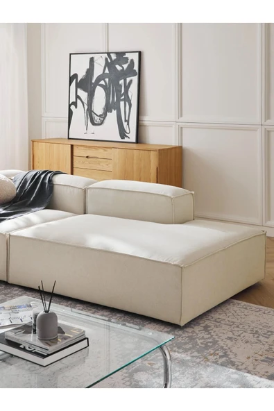 Mobilya Stant Most Mollis Sağ Pro Köşe Modül 01 Kırık Beyaz Keten Kumaş Yumuşak Sünger(EVİNİZE TESLİM) - Resim 2