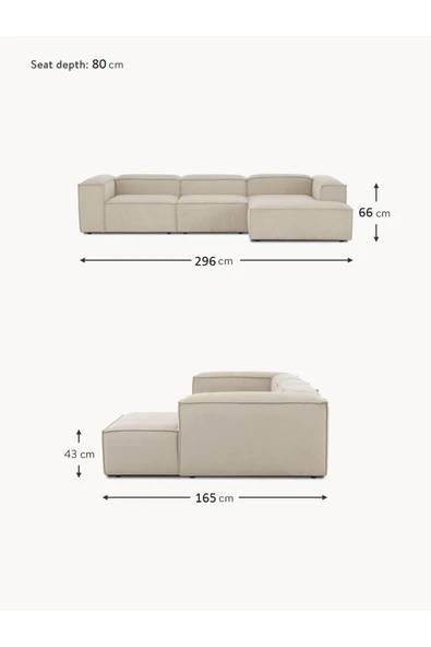 Mobilya Stant Most Mollis Plus 3 Modül Sağ Köşe Koltuk Fitilli Kırık Beyaz Kadife Yumuşak Sünger(Evinize Teslim) - Resim 6