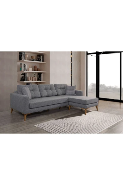 Mobilya Stant Most Handy Akıllı Köşe Koltuk Takımı Minderli Lüks Gri Keten Kumaş (Evinize Teslim) - Resim 2