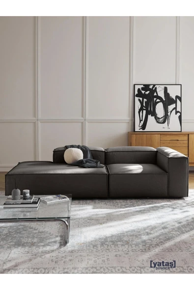 Mobilya Stant Most Mollis Pro 2 Modül Sol Kanepe 41 Koyu Antrasit Keten Yumuşak Sünger(Evinize Teslim) ürün görseli