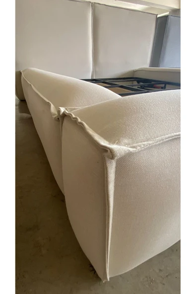 Mobilya Stant Most Mollior Bazalı Karyola Kırık Beyaz Keten Kumaş 160x200 cm. Yatak İçindir (Kurulum Dahil) - Resim 3