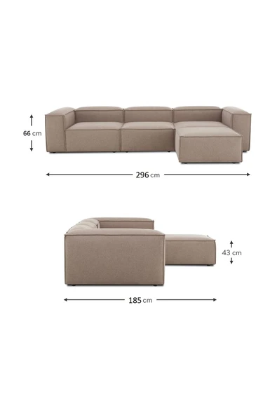 Mobilya Stant Most Mollis 4 Modül Köşe Koltuk 10 Kahverengi Keten Kumaş Yumuşak Sünger (Evinize Teslim) - Resim 6