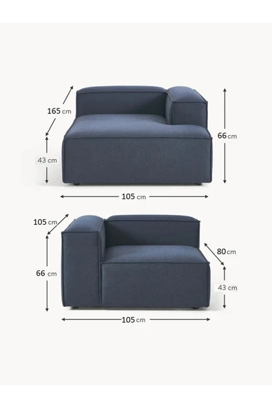 Mobilya Stant Most Mollis Plus Sağ Köşe 2 Modül Köşe Takımı Lacivert Keten Kumaş Yumuşak Sünger(EVİNİZE TESLİM) - Resim 5