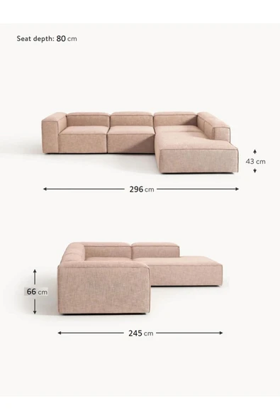 Mobilya Stant Most Mollis Pro 4 Modül Sağ Köşe Koltuk Takımı 09 Bej Keten Kumaş Yumuşak Sünger(Evinize Teslim) - Resim 7