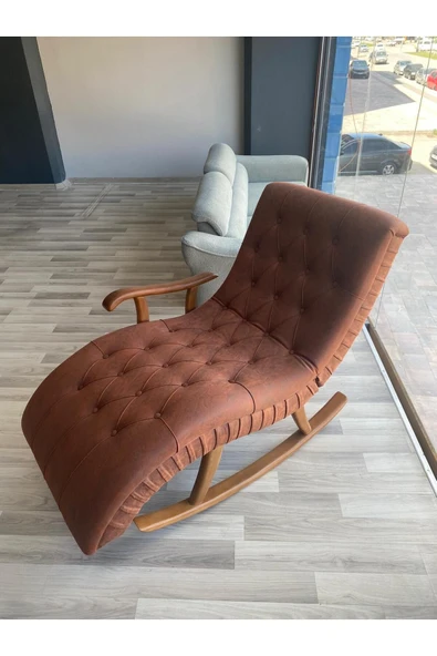 Mobilya Stant Most Woodarm Pro Sırt Mekanizmalı %100 Ağaç Sallanır Koltuk İthal Nubuk Kumaş (Evinize Teslim) - Resim 5