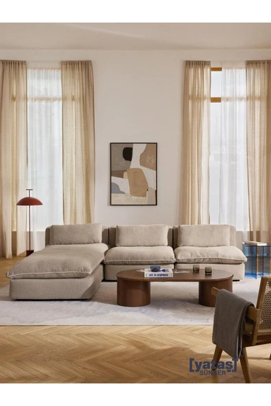 Mobilya Stant Most Mollirest 4 Modül Köşe 05 Bej Keten Kumaş Silikon Dolgu Fermuarlı Minder(Evinize Teslim) ürün görseli