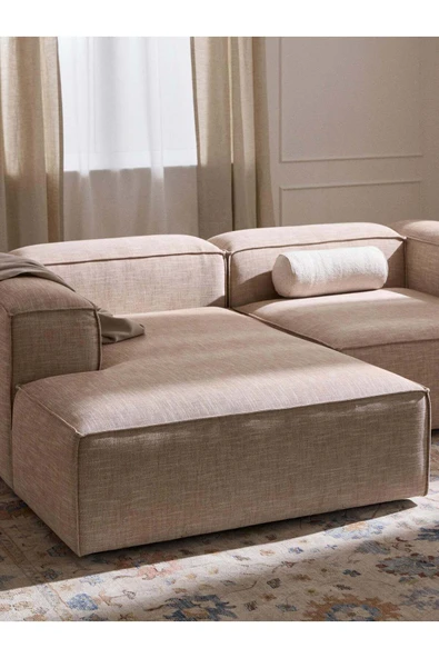 Mobilya Stant Most Mollis Plus Sol Köşe Dinlenme 09 Bej Keten Kumaş Yumuşak Sünger(EVİNİZE TESLİM) - Resim 3