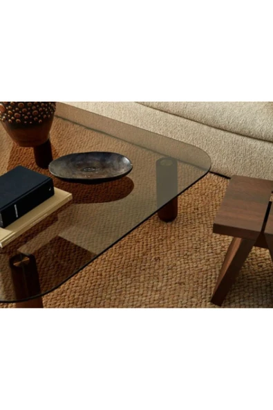 Mobilya Stant Most Abiete Cam Orta Sehpa Ahşap Ayak (90X90)(EVİNİZE TESLİM) - Resim 3