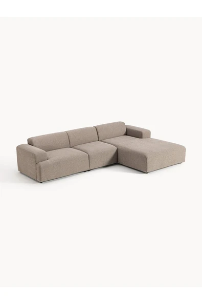 Mobilya Stant Most Mollista 3 Modül Sağ Köşe Koltuk 10 Kahverengi Keten Kumaş Yumuşak Sünger (Evinize Teslim) - 5