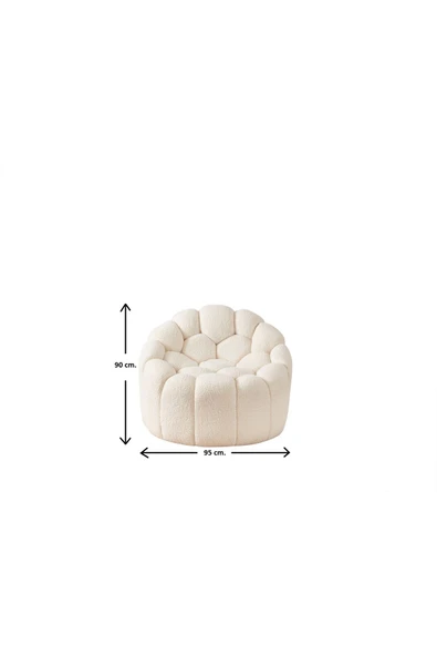 Mobilya Stant Most Balloon Berjer İthal Turkuaz Teddy Kumaş (Evinize Teslim) - Resim 6