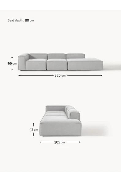 Mobilya Stant Most Mollis Pro 3 Modül Sağ Kanepe 32 Gri Keten Yumuşak Sünger(EVİNİZE TESLİM) - Resim 4