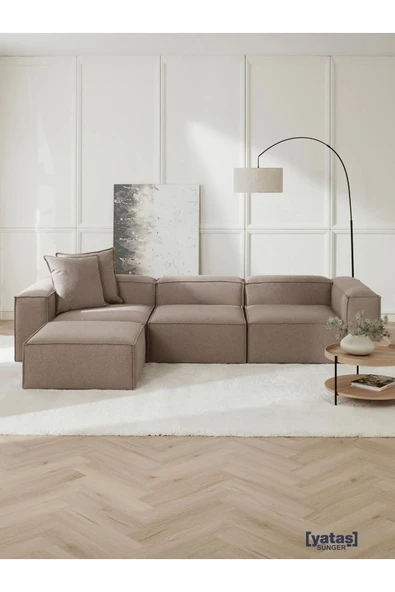 Mobilya Stant Most Mollis 4 Modül Köşe Koltuk 10 Kahverengi Keten Kumaş Yumuşak Sünger (Evinize Teslim) ürün görseli