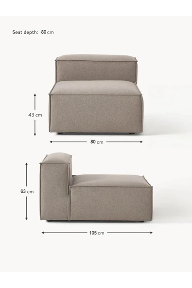 Mobilya Stant Most Mollis Orta Modül Berjer Silinebilir 10 Kahverengi Keten Kumaş Yumuşak Sünger (EVİNİZE TESLİM) - Resim 6