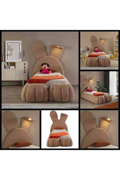 Mobilya Stant Most Bunny Tek Kişilik Karyola Teddy Kumaş 120x200 Yatak İçindir(Evinize Teslim) - Resim 5
