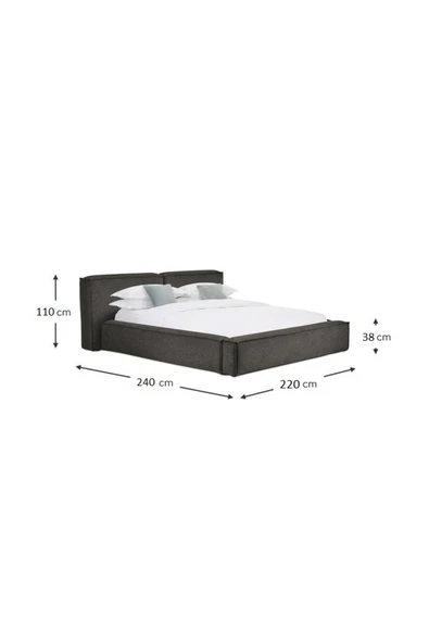 Mobilya Stant Most Mollior Bazalı Karyola Koyu Antrasit Keten Kumaş 180x200 cm. Yatak İçindir (Kurulum Dahil) - 6