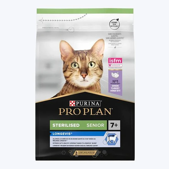 Pro Plan Senior 7+ Hindili Kısırlaştırılmış Yaşlı Kedi Maması 3Kg - Resim 2