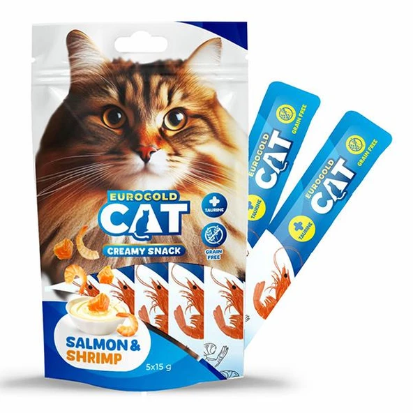 Eurogold Somon Balığı ve Karidesli Sıvı Kedi Ödülü 15gr 5li ürün görseli