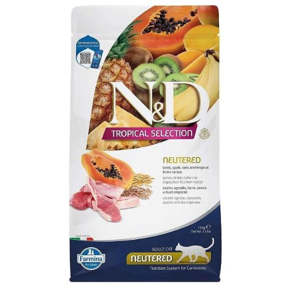 ND Tropical Selection Kuzu Etli Kısırlaştırılmış Yetişkin Kedi Maması 1,5Kg