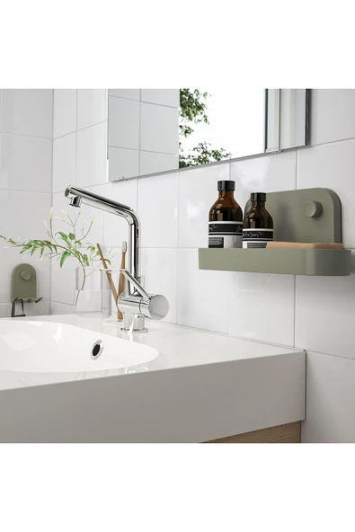 IKEA vantuzlu duvar rafı, gri-yeşil, 28 cm - 8