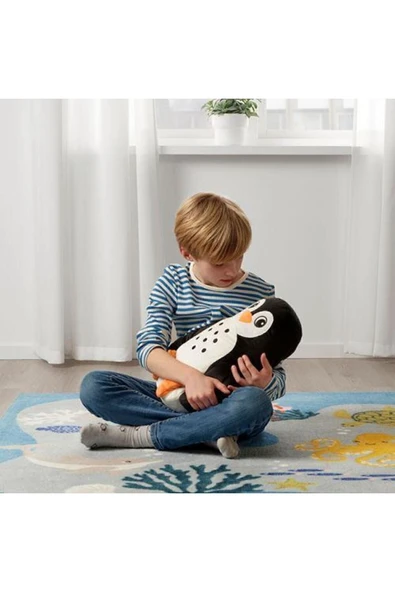 IKEA Peluş Oyuncak Penguen 40x32 Cm Yumuşak Oyuncak Siyah-beyaz Sevimli Peluş - 5
