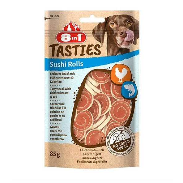 8in1 Tasties Sushi Rolls Tavuklu Balıklı Sushi Köpek Ödülü 85gr ürün görseli