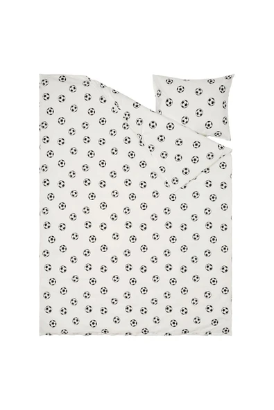 IKEA AKDENİZ SPORTSLIG beyaz-siyah 150x200/50x60 cm çocuk nevresim takımı